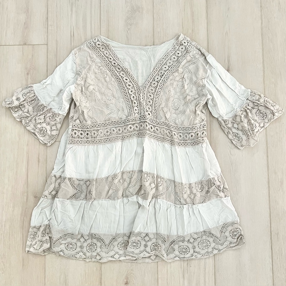 Vintage Italian Cotton Blend Tiered Smock Dress | Best Fits a Size Small